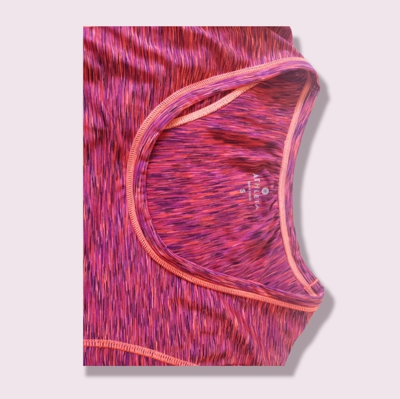 Athleta womens ruched athletic t-shirt, pink space dye stretch. Size Small - Picture 2 of 6